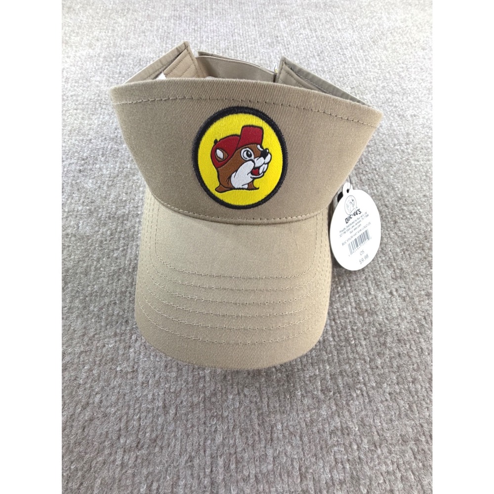 Buc-ee's Visor Hat Khaki Tan Beaver Logo Adjustable Sun Hat NWT OS